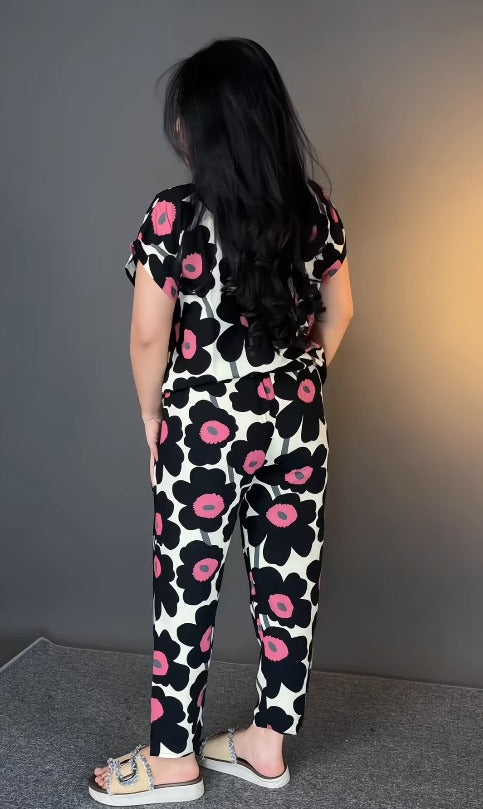 Black Printed Rayon Co-Ord Set