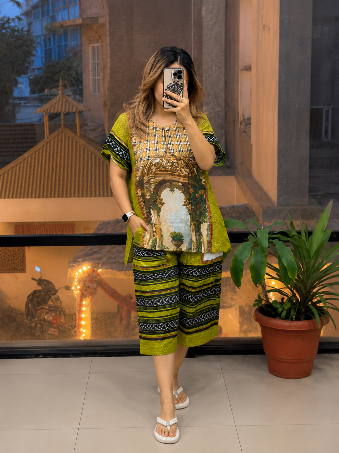 Premium Rayon Printed Cord Set