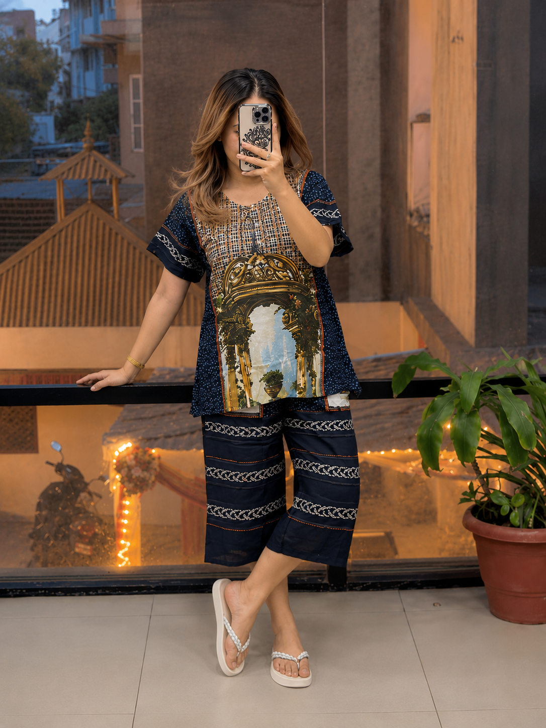 Premium Rayon Printed Cord Set