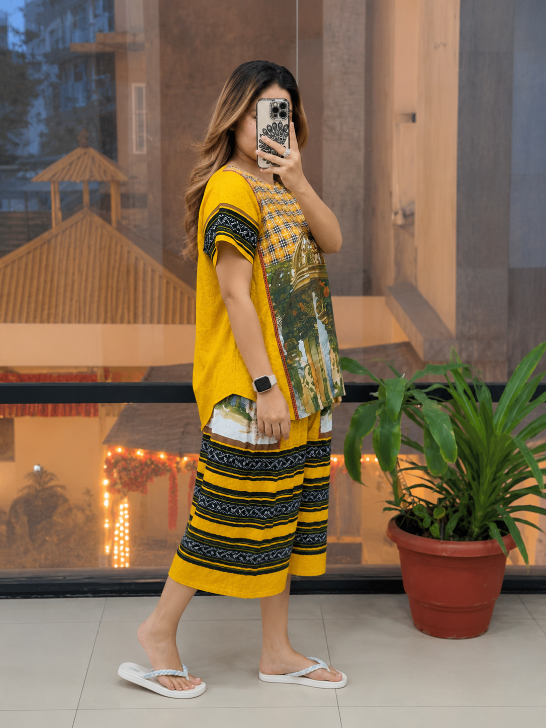Premium Rayon Printed Cord Set