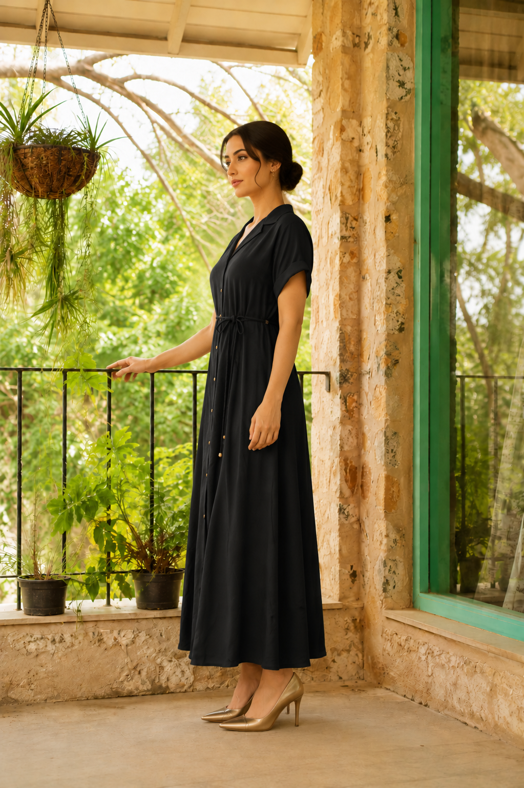 Black Rayon Dress For Women