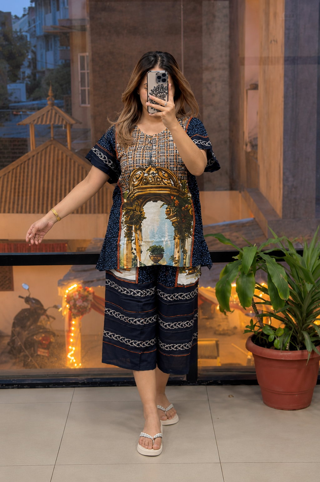 Premium Rayon Printed Cord Set