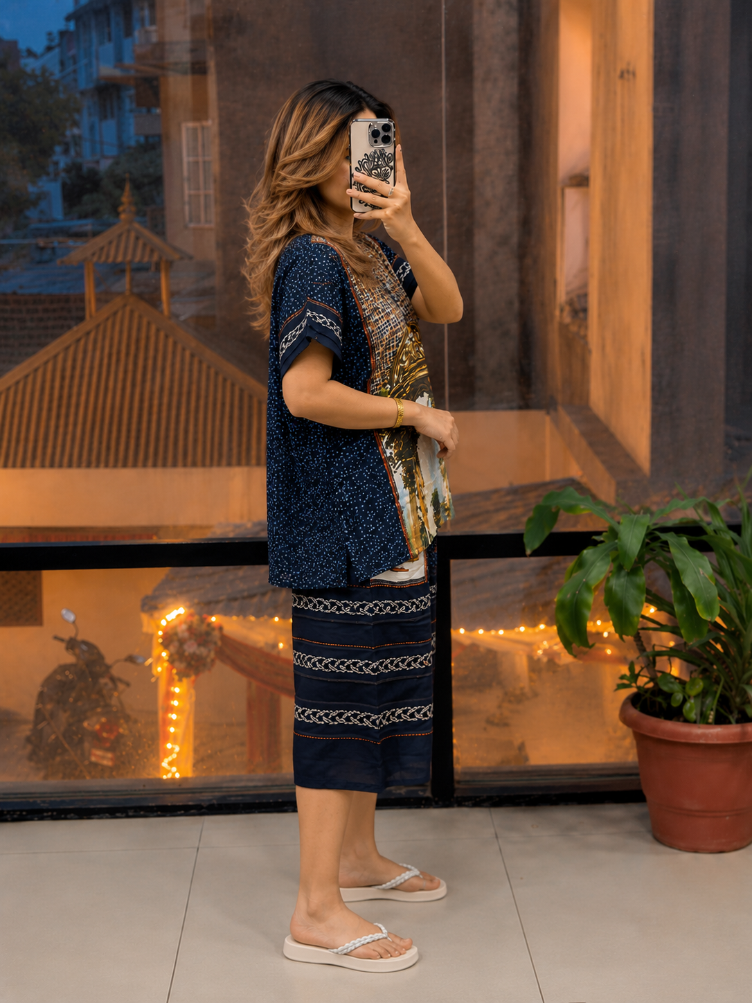 Premium Rayon Printed Cord Set