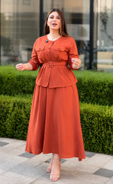 Orange Women's Co-Ord Set With Belt