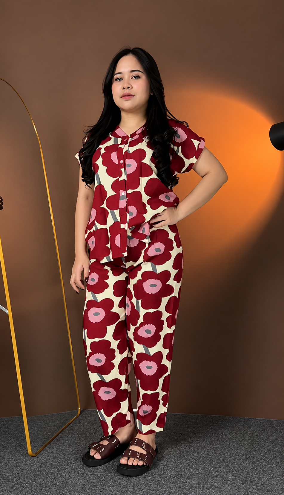 Red Printed Rayon Co-Ord Set