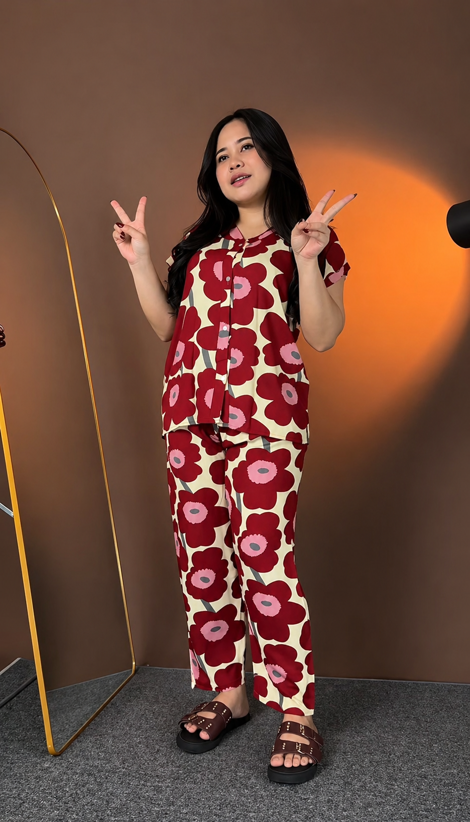 Red Printed Rayon Co-Ord Set