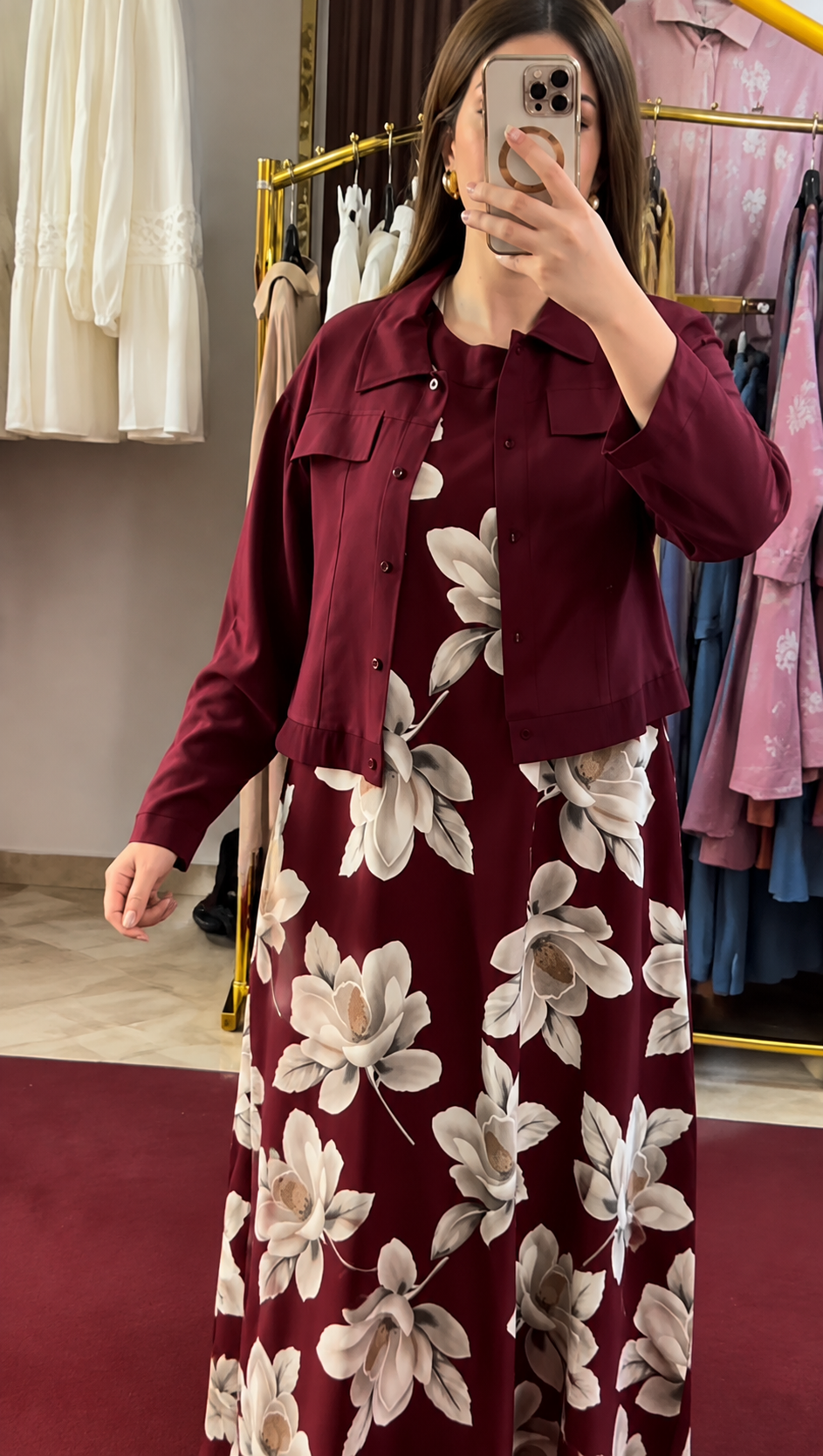 Maroon Premium Floral Co-Ord Set