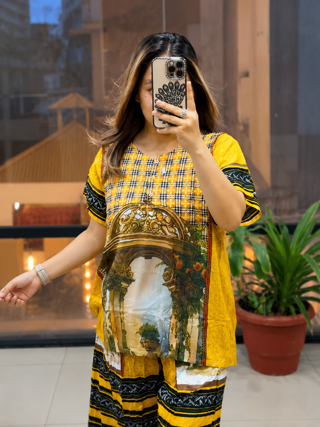 Premium Rayon Printed Cord Set