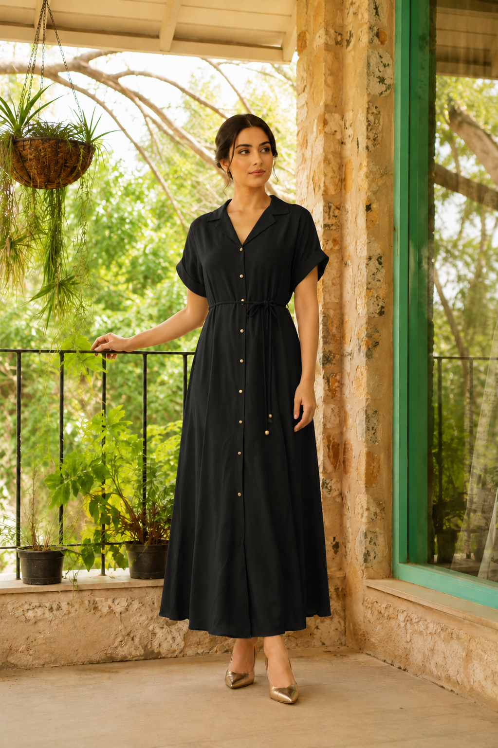 Black Rayon Dress For Women