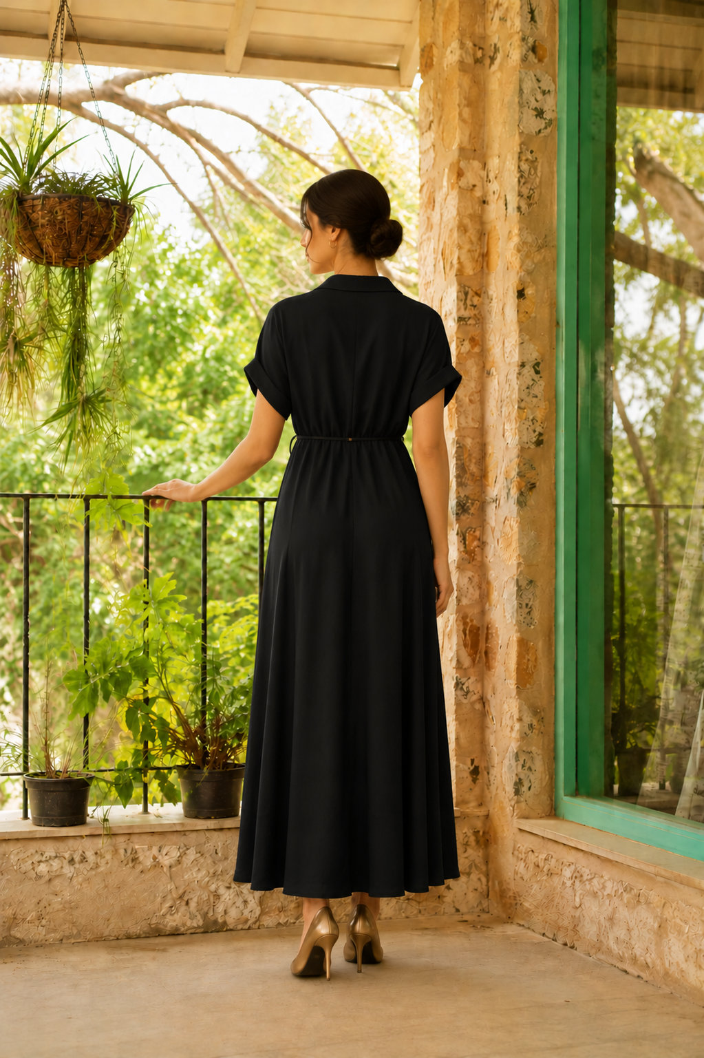 Black Rayon Dress For Women