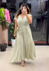 Pista Green Women's Soft Rayon A-Line Maxi Dress