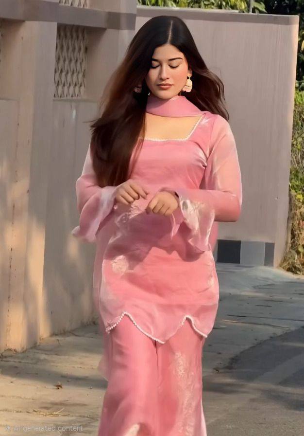 Pink Kurta With Dupatta Set