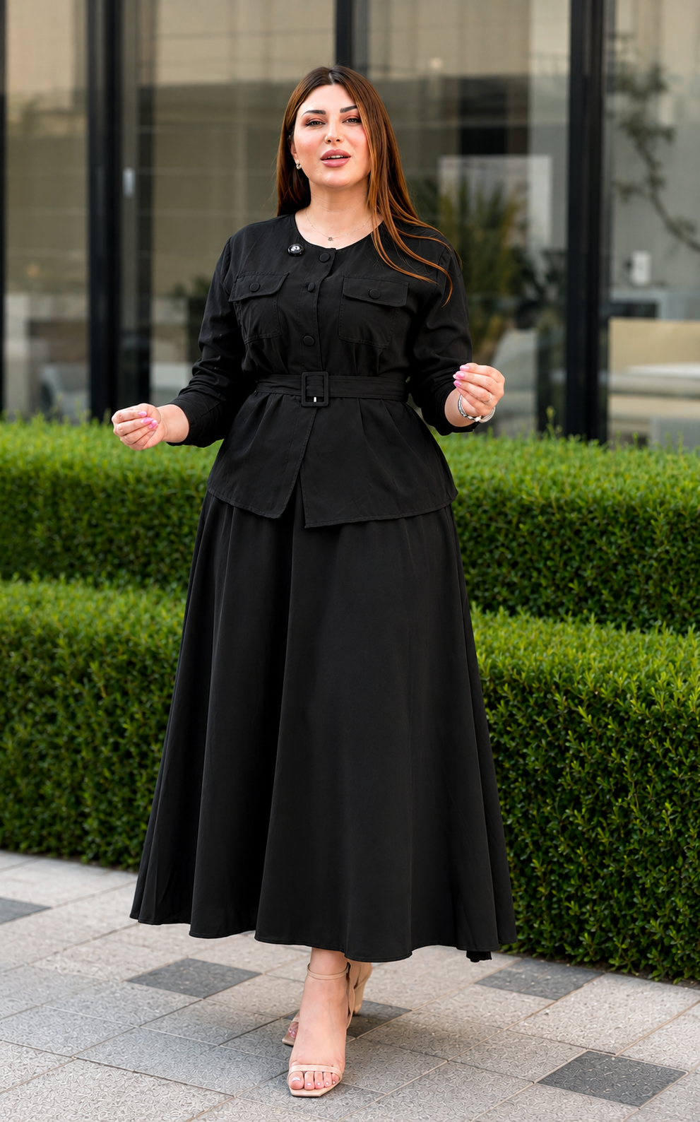 Black Women's Co-Ord Set With Belt