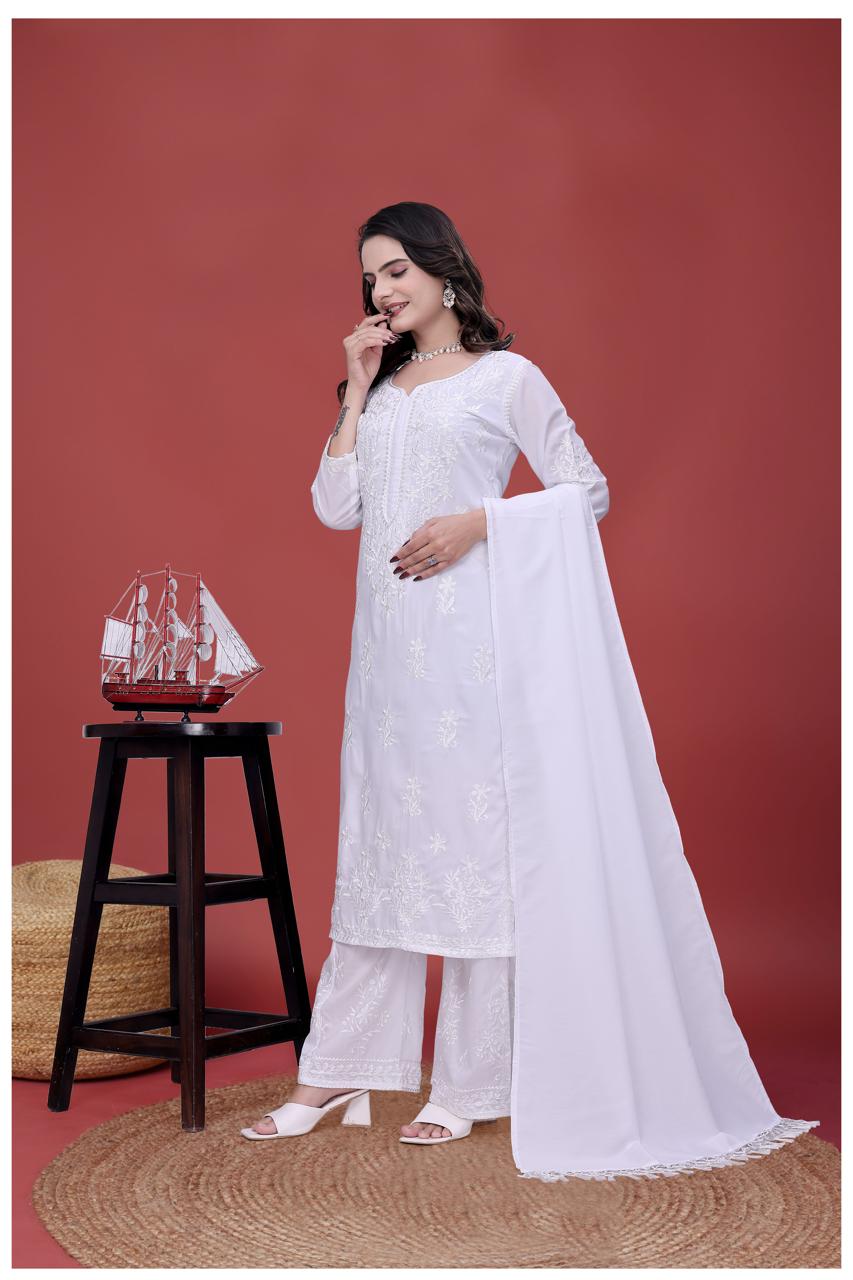 White Kurta Pant Set