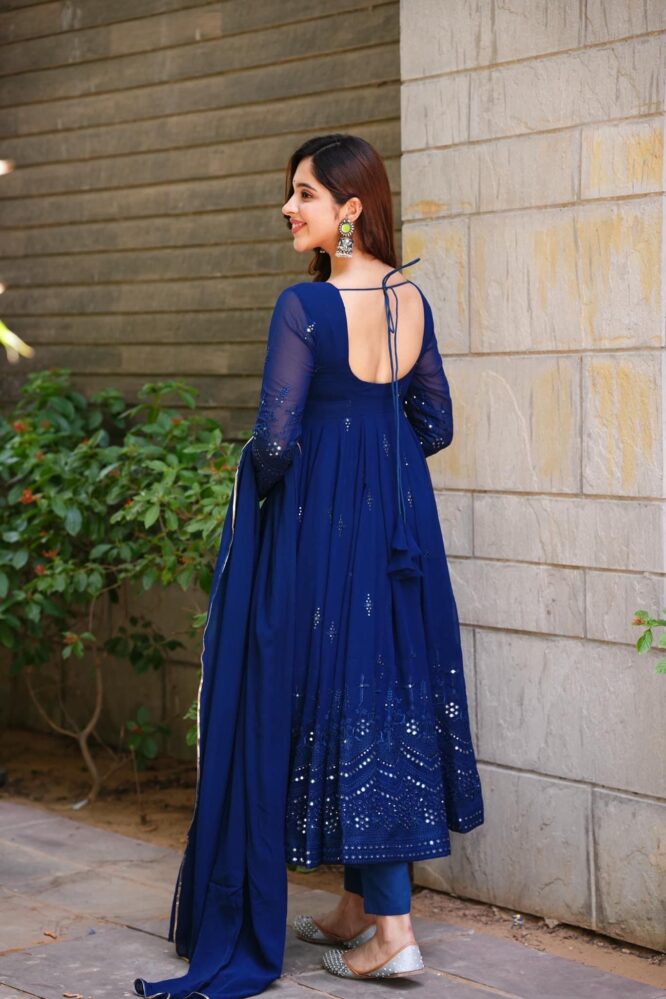 Blue Premium Designer Anarkali Suit Set