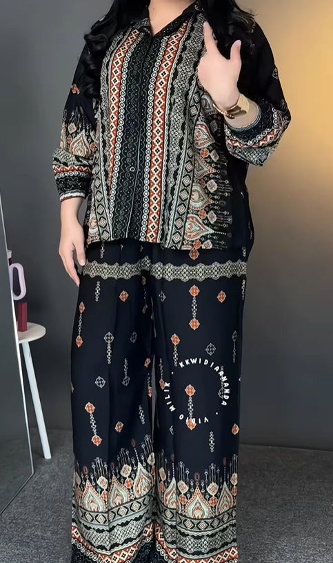 Stylish Black Reyon Co Ord Set