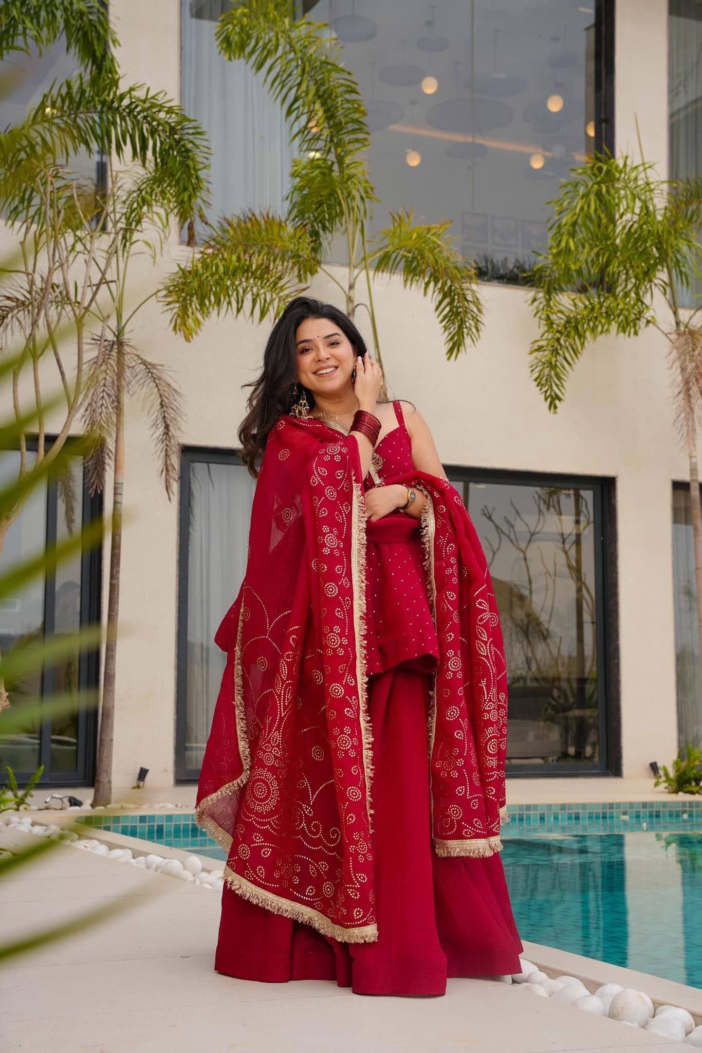 Festive Glow Tabby Organza Mukaish Sharara Set