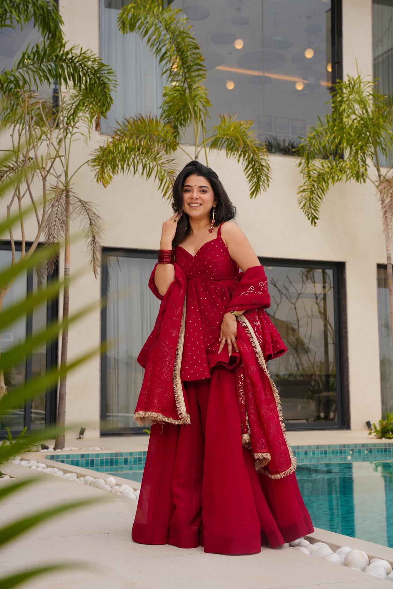 Festive Glow Tabby Organza Mukaish Sharara Set
