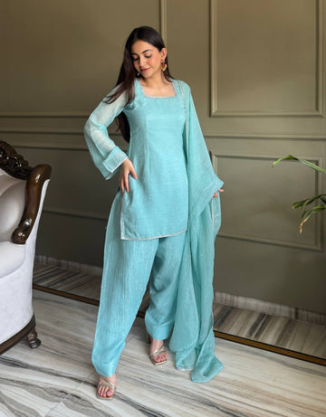 Crystal Shine Crunchy Silk Ethnic Kurta Set
