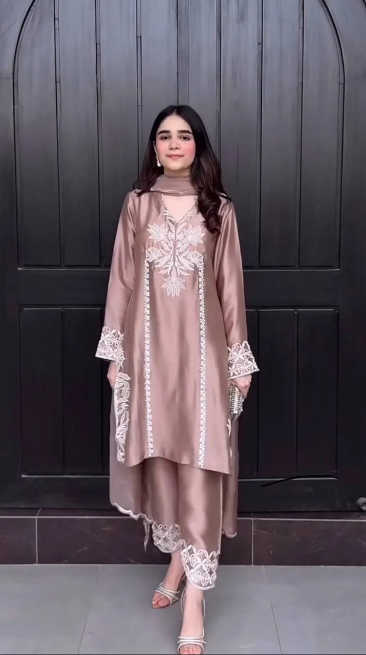 Luxurious Suit Adorned with Intricate Lace