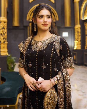 Sitara Shine Faux Georgette Embroidered Kurta Pant Set
