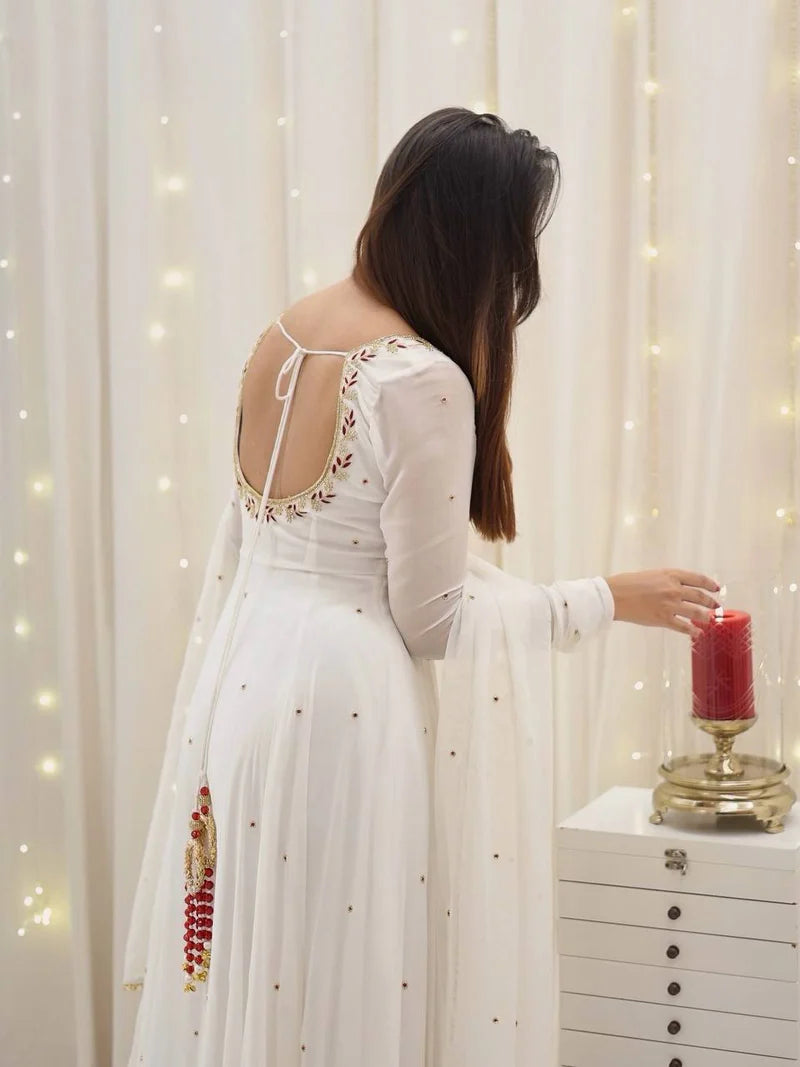 Ivory Designer Plazzo Suit – Soft Elegance – Graceful Flow – Festive Perfection