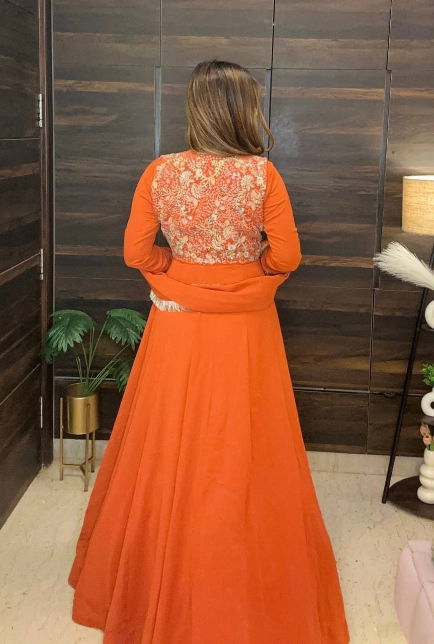 Maxi Anarkali Set with Koti, Pant & Dupatta