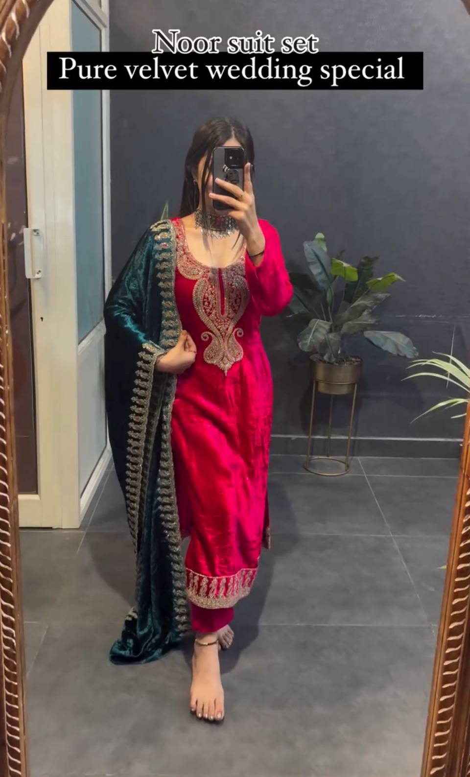 Designer Heavy Velvet Embroidered Suit Set for Women | Festive & Wedding Collection