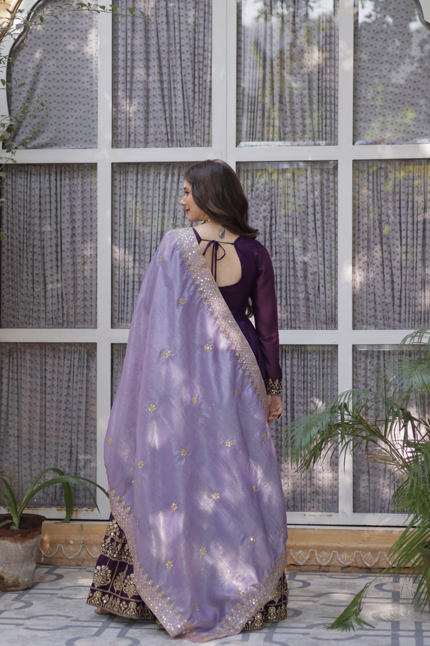 Premium Designer Star Georgette Zari & Sequins Embroidered Anarkali Set